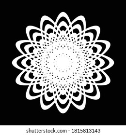 Diseño de un elemento de círculo decorativo monocromo. Fondo de redimensionamiento abstracto. Ilustración de vectores