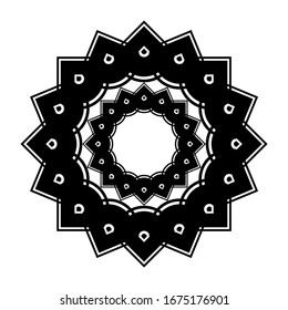 Design monochrome decorative element. Abstract circle backdrop. Vector-art illustration
