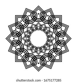 Design monochrome decorative element. Abstract circle backdrop. Vector-art illustration
