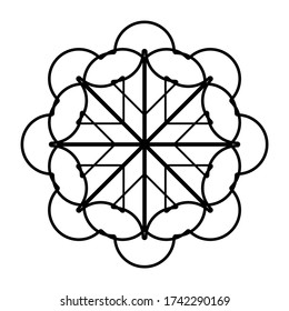 Design monochrome decorative element. Abstract circle isolated backdrop. Vector-art illustration