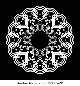 Design monochrome decorative element. Abstract circle backdrop. Vector-art illustration