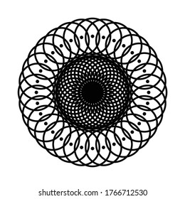 Design monochrome decorative element. Abstract circle backdrop. Vector-art illustration