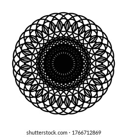 Design monochrome decorative element. Abstract circle backdrop. Vector-art illustration