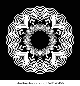Design monochrome decorative element. Abstract circle backdrop. Vector-art illustration