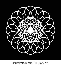 Design monochrome decorative element. Abstract circle backdrop. Vector-art illustration