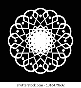 Design monochrome decorative mandala element. Abstract circle backdrop. Vector-art illustration