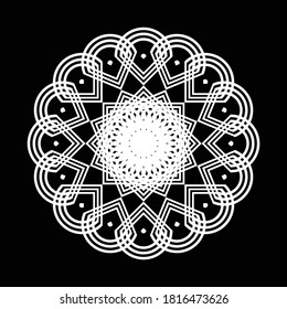 Design monochrome decorative mandala element. Abstract circle backdrop. Vector-art illustration