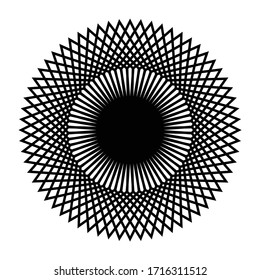 Design monochrome decorative snowflake element. Abstract grating backdrop. Vector-art illustration