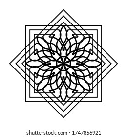 Diseño monocromático elemento decorativo de copo de nieve. Fondo de redimensionamiento abstracto. Ilustración de vectores