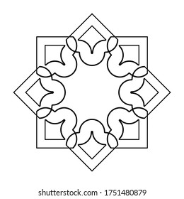 Design monochrome decorative snowflake element. Abstract grating backdrop. Vector-art illustration