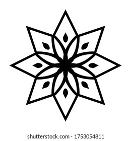 Design monochrome decorative snowflake element. Abstract grating backdrop. Vector-art illustration