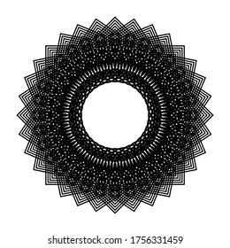 Design monochrome decorative snowflake element. Abstract grating backdrop. Vector-art illustration
