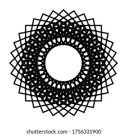 Design monochrome decorative snowflake element. Abstract grating backdrop. Vector-art illustration
