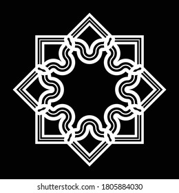 Design monochrome decorative snowflake element. Abstract grating backdrop. Vector-art illustration