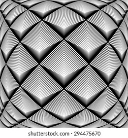 Design monochrome diamond geometric pattern. Abstract striped textured background. Vector art. No gradient