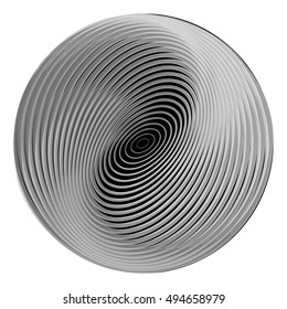 Design monochrome ellipse background. Abstract torsion illusion backdrop. Vector-art illustration. EPS10
