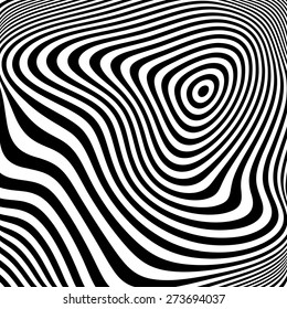 Design monochrome ellipse movement illusion background. Abstract stripe torsion texture. Vector-art illustration