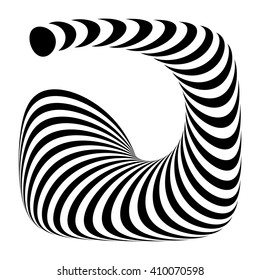 Design monochrome geometric illusion. Abstract stripe torsion backdrop. Vector-art illustration