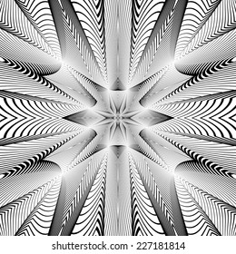 Design monochrome grid background. Abstract striped distortion geometric backdrop. Vector-art illustration