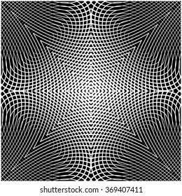 Design monochrome grid textured background. Abstract distortion backdrop. Vector-art illustration. No gradient