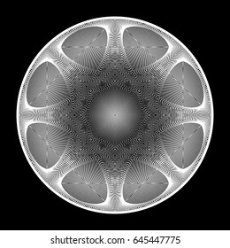 Design monochrome grid textured background. Abstract circle backdrop. Vector art. No gradient