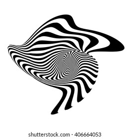 Design monochrome illusion background. Abstract stripe torsion backdrop. Vector-art illustration