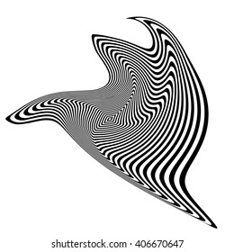 Design monochrome illusion background. Abstract stripe torsion backdrop. Vector-art illustration