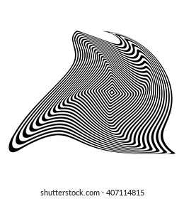 Design monochrome illusion background. Abstract stripe torsion backdrop. Vector-art illustration