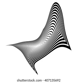 Design monochrome illusion background. Abstract stripe torsion backdrop. Vector-art illustration. No gradient