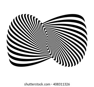 Design monochrome illusion background. Abstract stripe torsion backdrop. Vector-art illustration