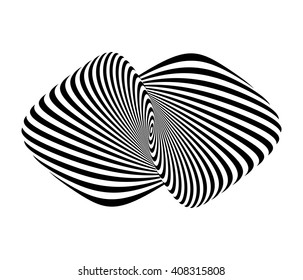 Design monochrome illusion background. Abstract stripe torsion backdrop. Vector-art illustration