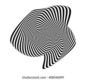 Design monochrome illusion background. Abstract stripe torsion backdrop. Vector-art illustration