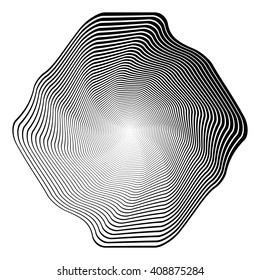 Design monochrome illusion background. Abstract stripe torsion backdrop. Vector-art illustration. No gradient
