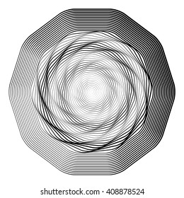 Design monochrome illusion background. Abstract stripe torsion backdrop. Vector-art illustration. No gradient