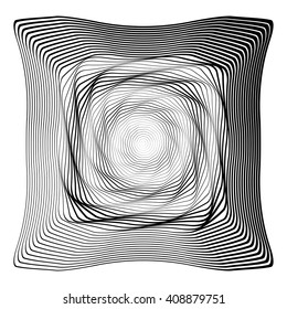 Design monochrome illusion background. Abstract stripe torsion backdrop. Vector-art illustration. No gradient