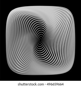 Design monochrome illusion background. Abstract torsion backdrop. Vector-art illustration. EPS10