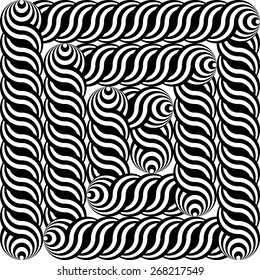 Design monochrome labyrinth pattern. Abstract interlaced textured background. Vector art
