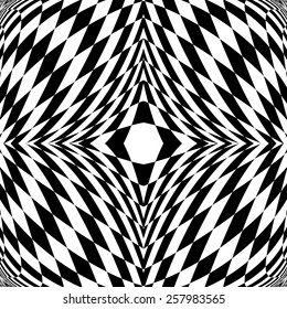 Design monochrome motion illusion checkered background. Abstract torsion backdrop. Vector-art illustration