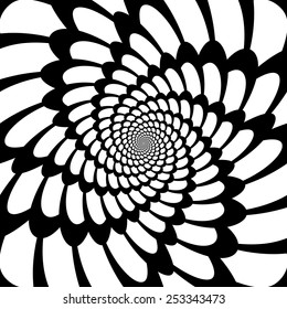 Design monochrome movement illusion background. Abstract whirl distortion twisted backdrop. Vector-art illustration
