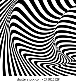 Design monochrome movement illusion background. Abstract stripe torsion texture. Vector-art illustration
