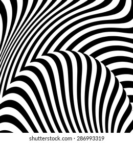 Design monochrome Bewegung Illusion Hintergrund. Abstrakte Streifenkorrektur. Vektorgrafik