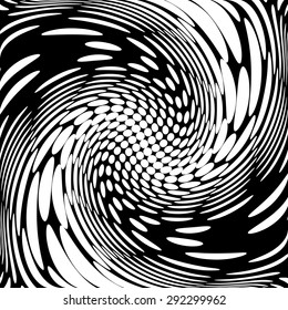 Design monochrome movement illusion background. Abstract dotted backdrop. Vector-art illustration. No gradient