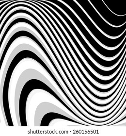 Design monochrome parallel waving lines background. Abstract textured twisting backdrop. Vector-art illustration. No gradient. EPS10