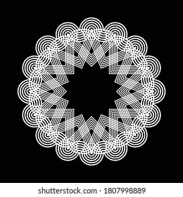 Design monochrome Schneeflocken dekorative Elemente. Abstrakter Kreis einzeln auf Hintergrund. Vektorgrafik