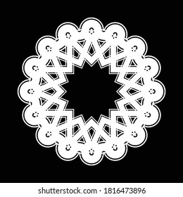 Diseño de elementos decorativos monocromáticos con copos de nieve. Resumen del entorno aislado. Ilustración de vectores