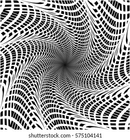 Design monochrome spiral background. Abstract grid backdrop. Vector art. No gradient