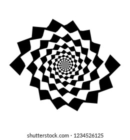 Design monochrome spiral movement illusion background. Abstract design element. Vector-art illustration