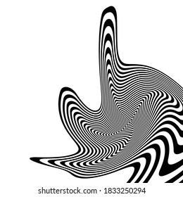 Design monochrome stripy illusion background. Abstract backdrop. Vector-art illustration