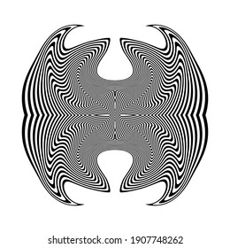 Design monochrome stripy illusion background. Abstract backdrop. Vector-art illustration