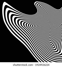 Design monochrome stripy illusion background. Abstract backdrop. Vector-art illustration